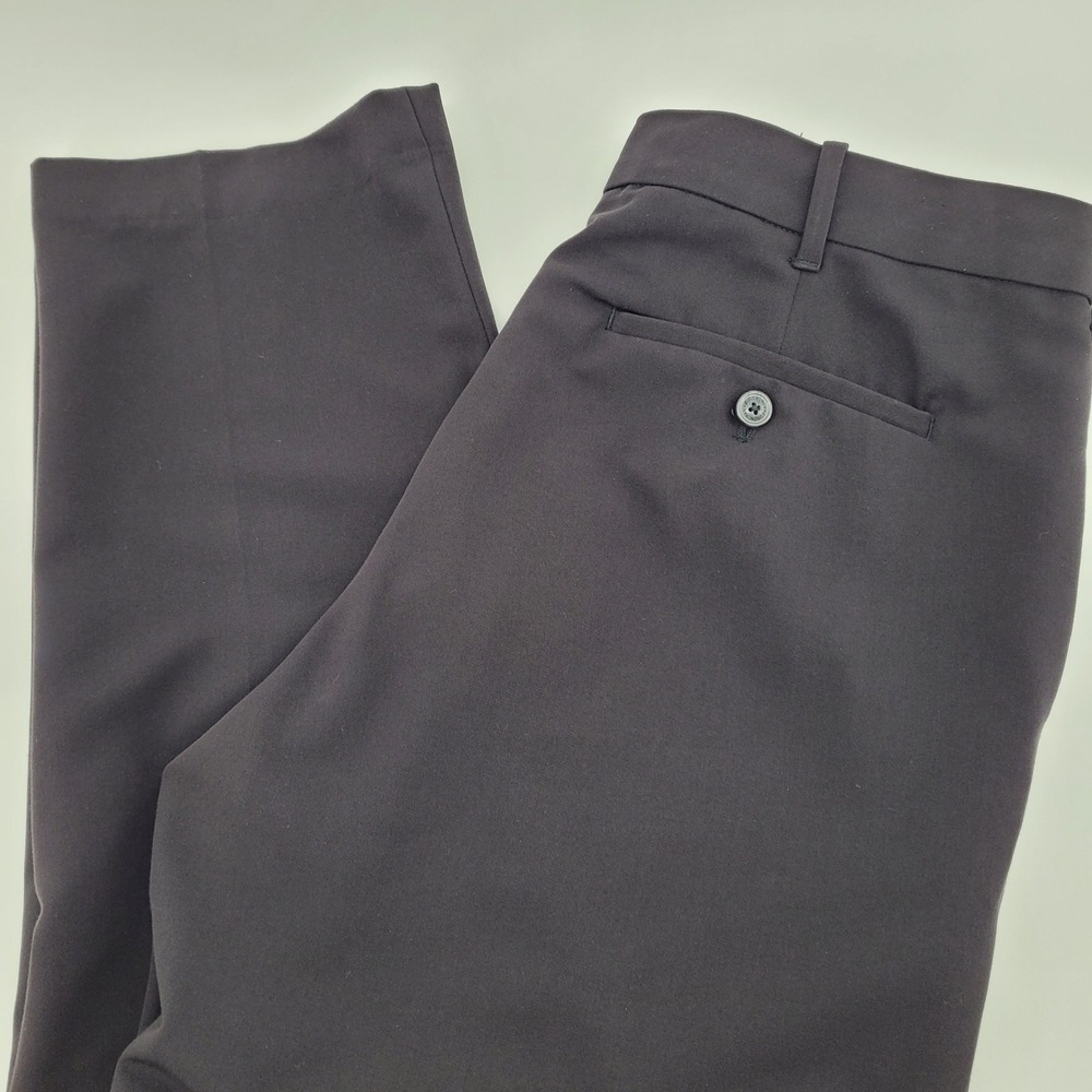 Van Heusen Flex Mens Straight Fit Dress Pants 34x34 Black Flat Front Office Wear